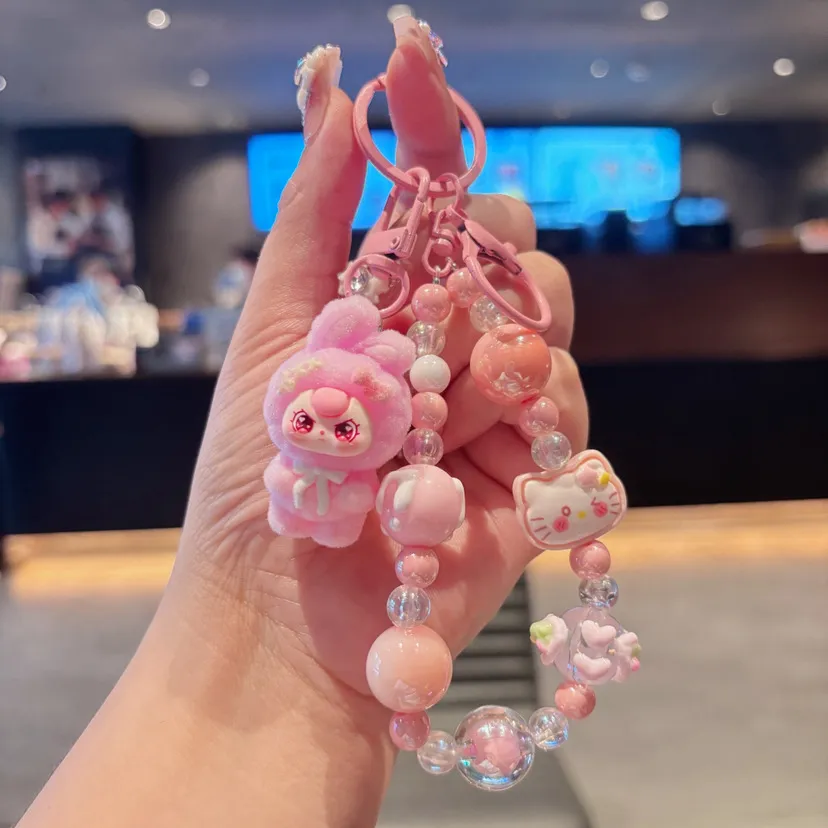 Funny Cute Labubu Beaded Phone Chain Keychain Bag Charm – Wholesale Bulk Pendant Accessory for Holiday Gifts, Kawaii Pop Mart Style